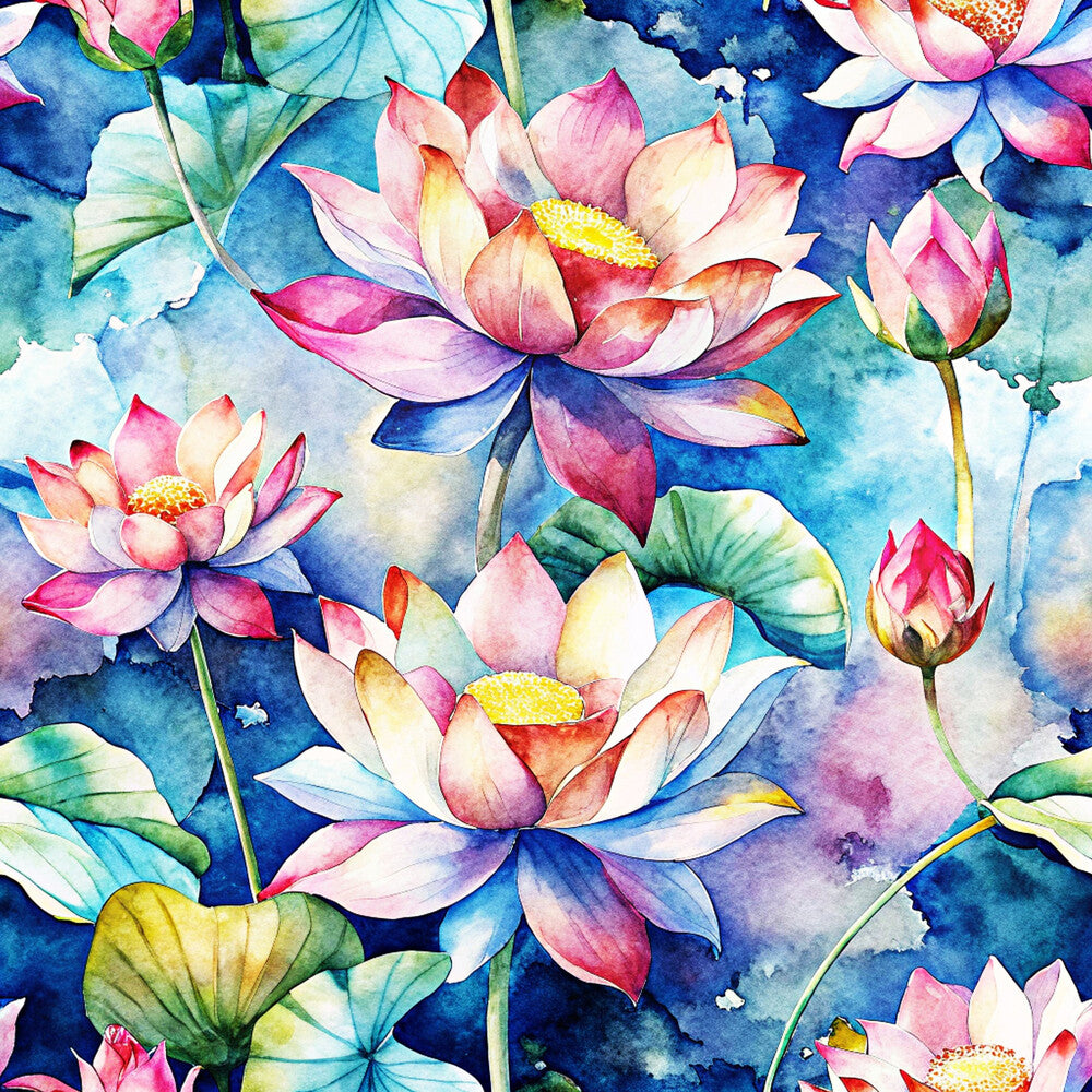 Lotus Flower Watercolor Fat Quarter Bundle