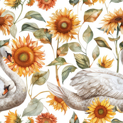 Watercolor Swan Sunflowers Fat Quarter Bundle