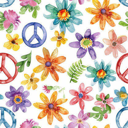 Watercolor Hippie Flower Fat Quarter Bundle
