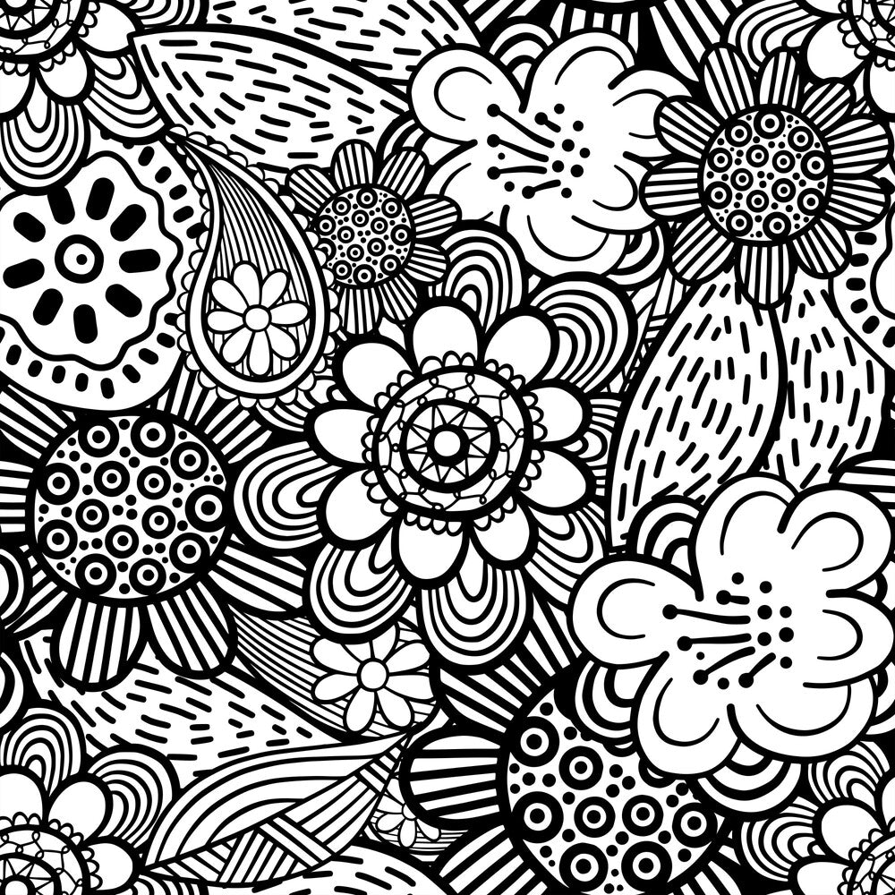 Folk Art Florals Black and White Fat Quarter Bundle