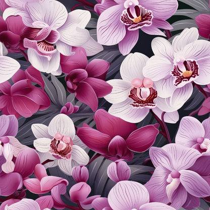 Pink and Purple Orchid Flowers Fat Quarter Bundle
