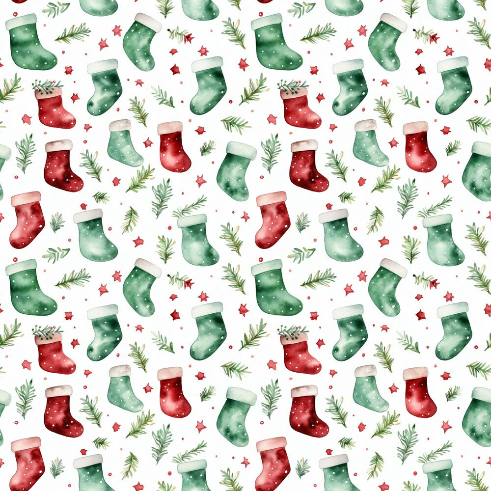 Red and Green Watercolor Christmas Fat Quarter Bundle