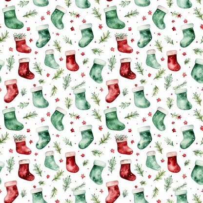 Red and Green Watercolor Christmas Fat Quarter Bundle