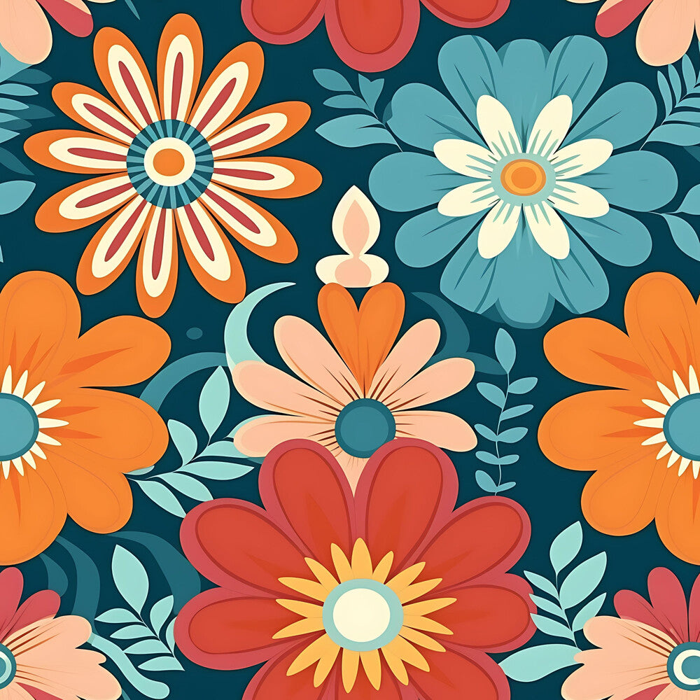 70s Retro Groovy Floral Fat Quarter Bundle