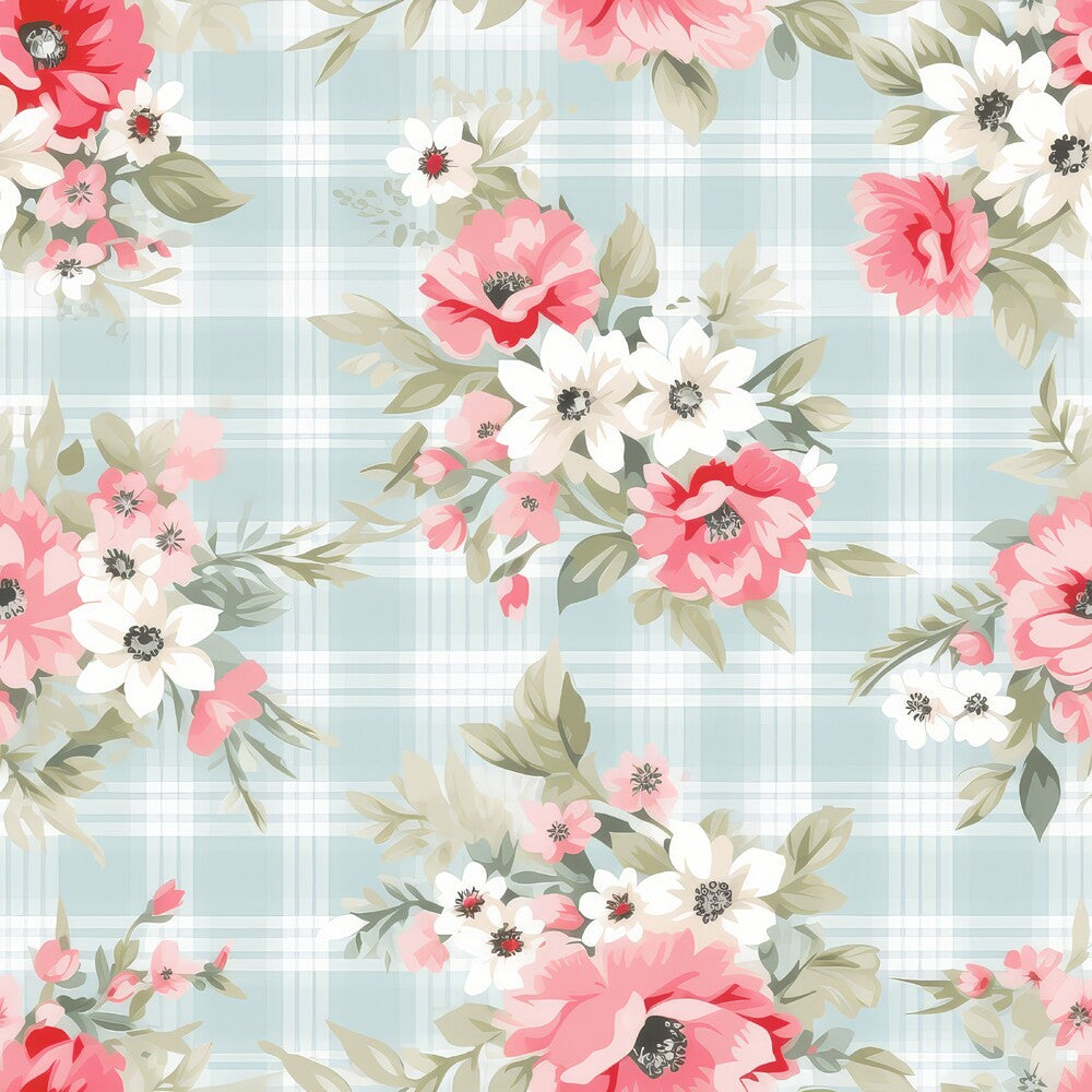 Shabby Chic Floral Plaid Fat Quarter Bundle