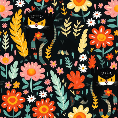 Catnip Bloom Whimsical Tabby Cat Fat Quarter Bundle