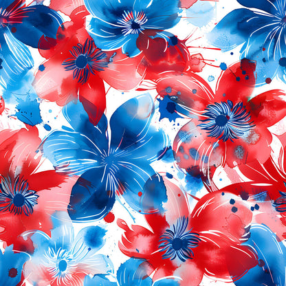 4th of July Watercolor Floral Fat Quarter Bundle