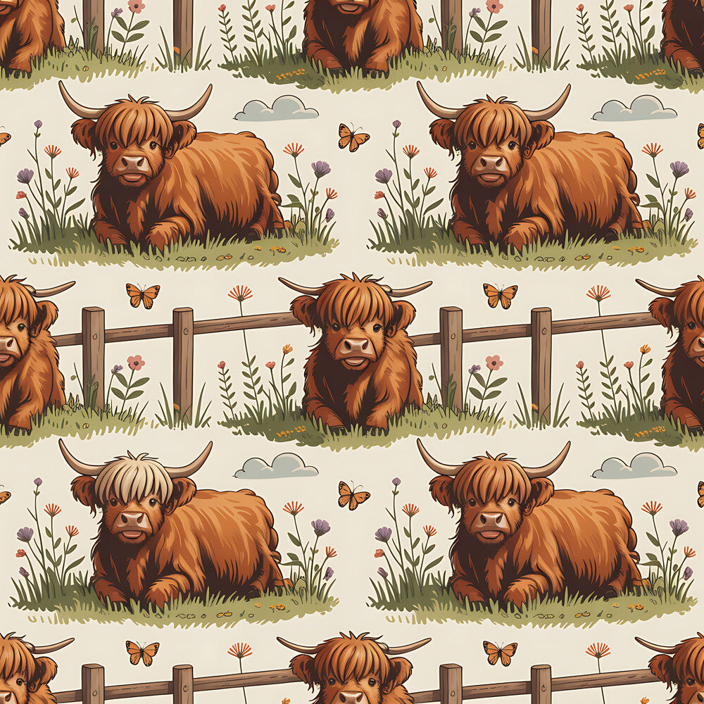 Cartoon Highland Cows Fat Quarter Bundle