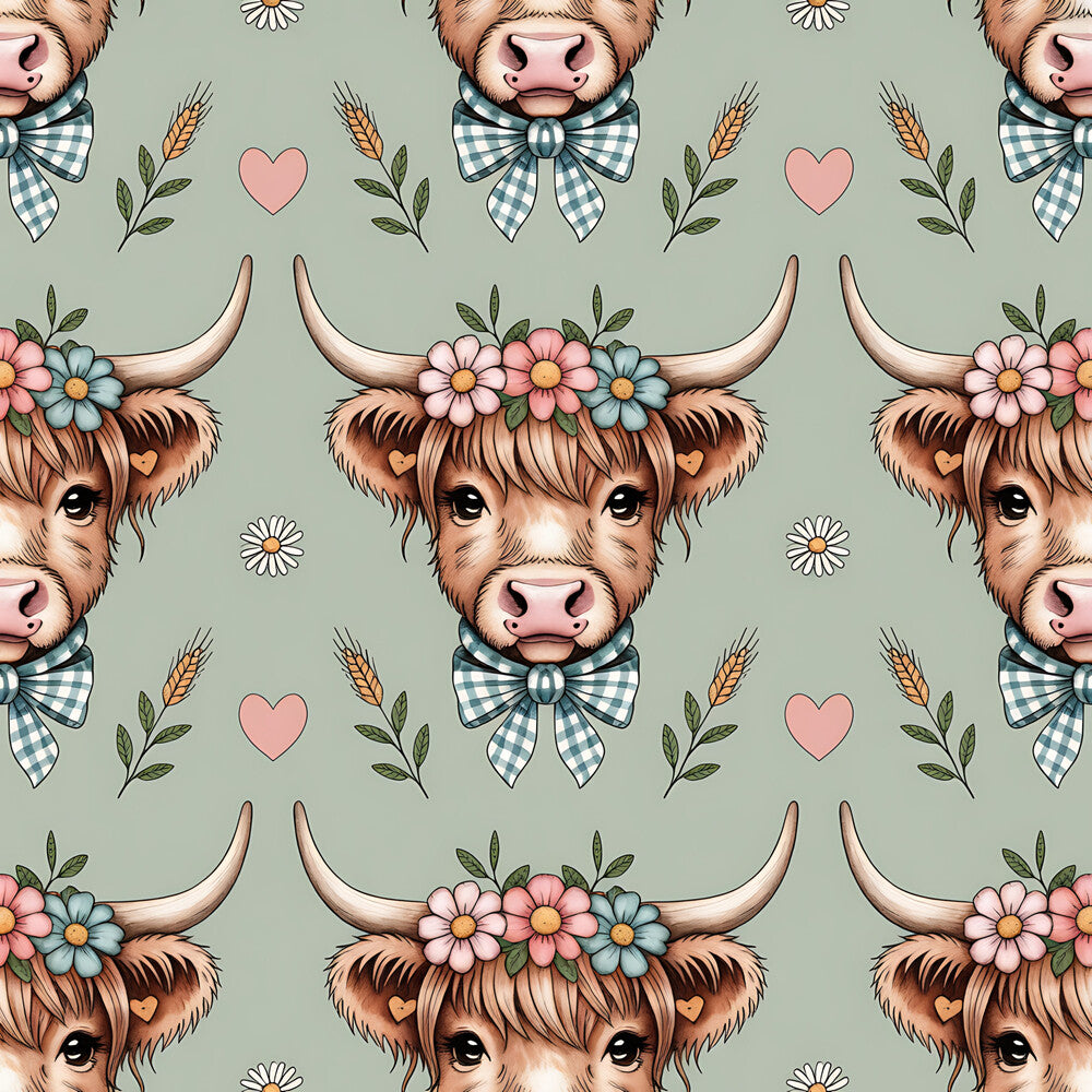 Highland Cow Heads Fat Quarter Bundle