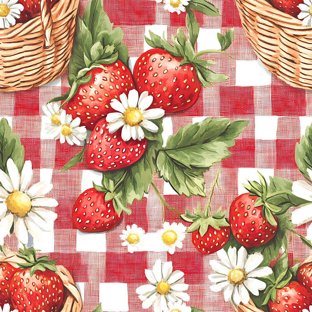 Strawberry Gingham Picnic Fat Quarter Bundle