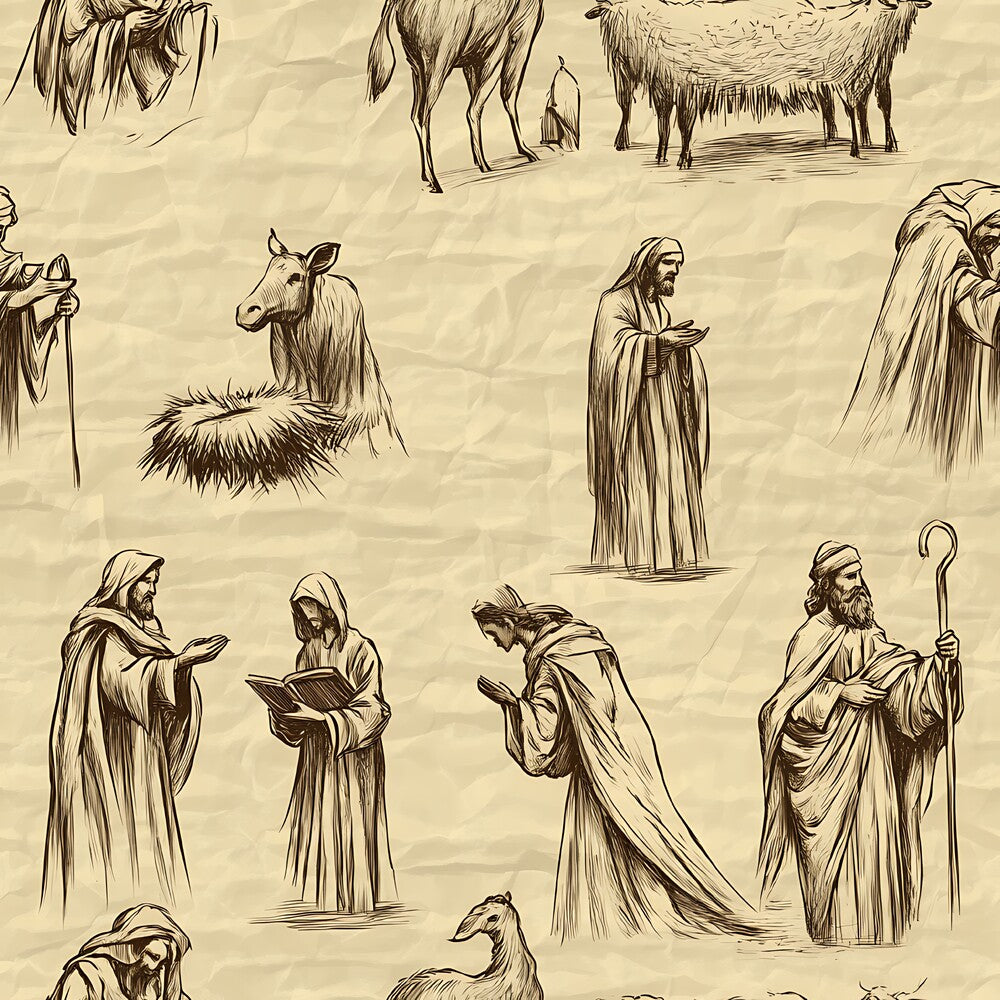 Vintage Nativity Scenes Fat Quarter Bundle