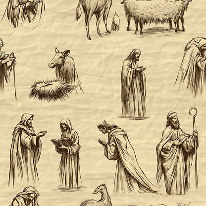 Vintage Nativity Scenes Fat Quarter Bundle