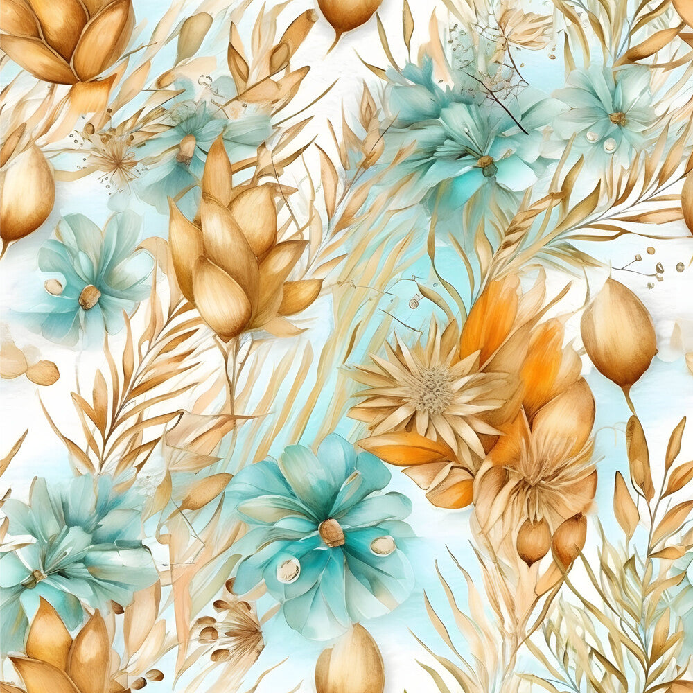 Boho Beach Botanicals Blue Peach Fat Quarter Bundle