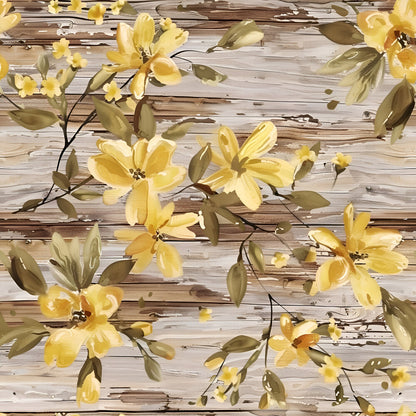 Spring Flowers Rustic Wood Background Fat Quarter Bundle