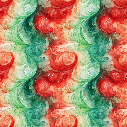 Watercolor Christmas Swirls Fat Quarter Bundle