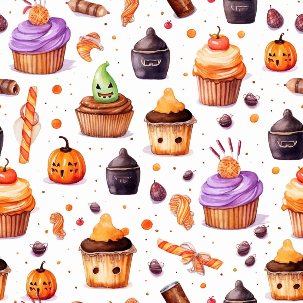 Watercolor Halloween Characters Fat Quarter Bundle