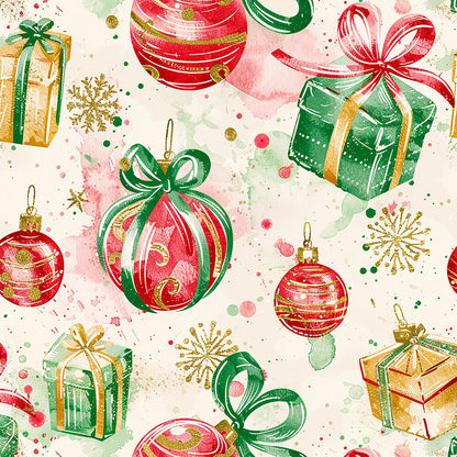 Festive Watercolor Christmas Fat Quarter Bundle