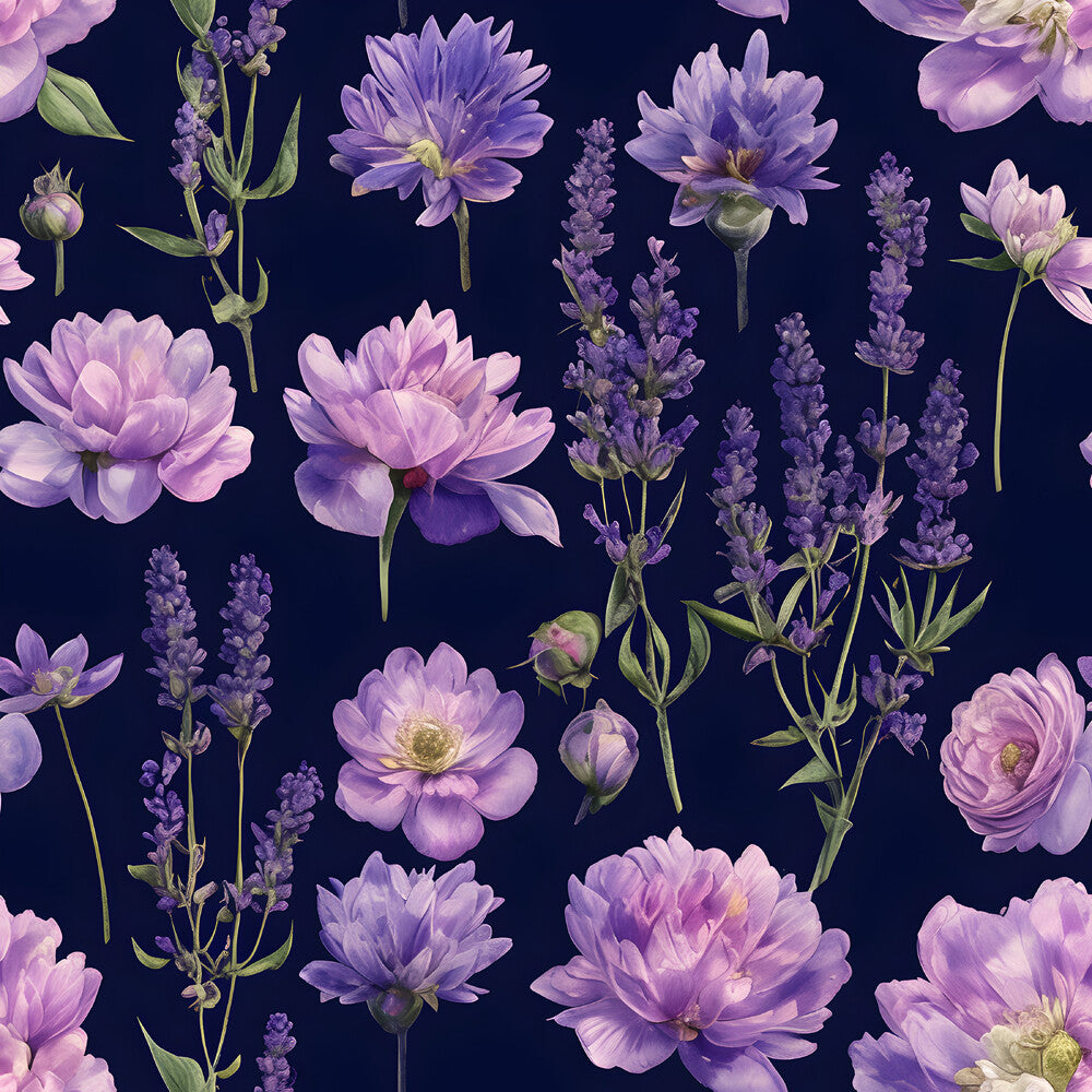 Purple Night Flowers Fat Quarter Bundle