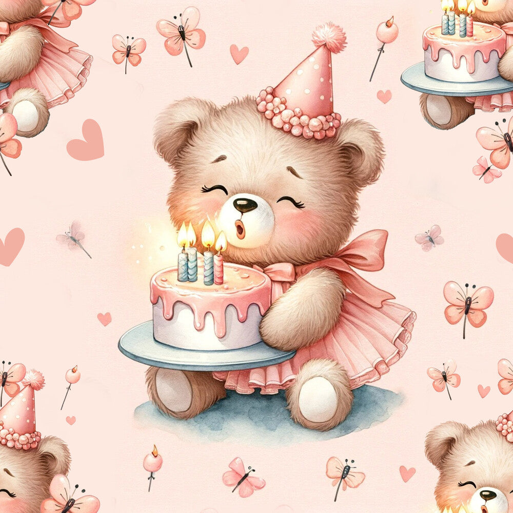 Pink Night Time Teddy Bears Fat Quarter Bundle