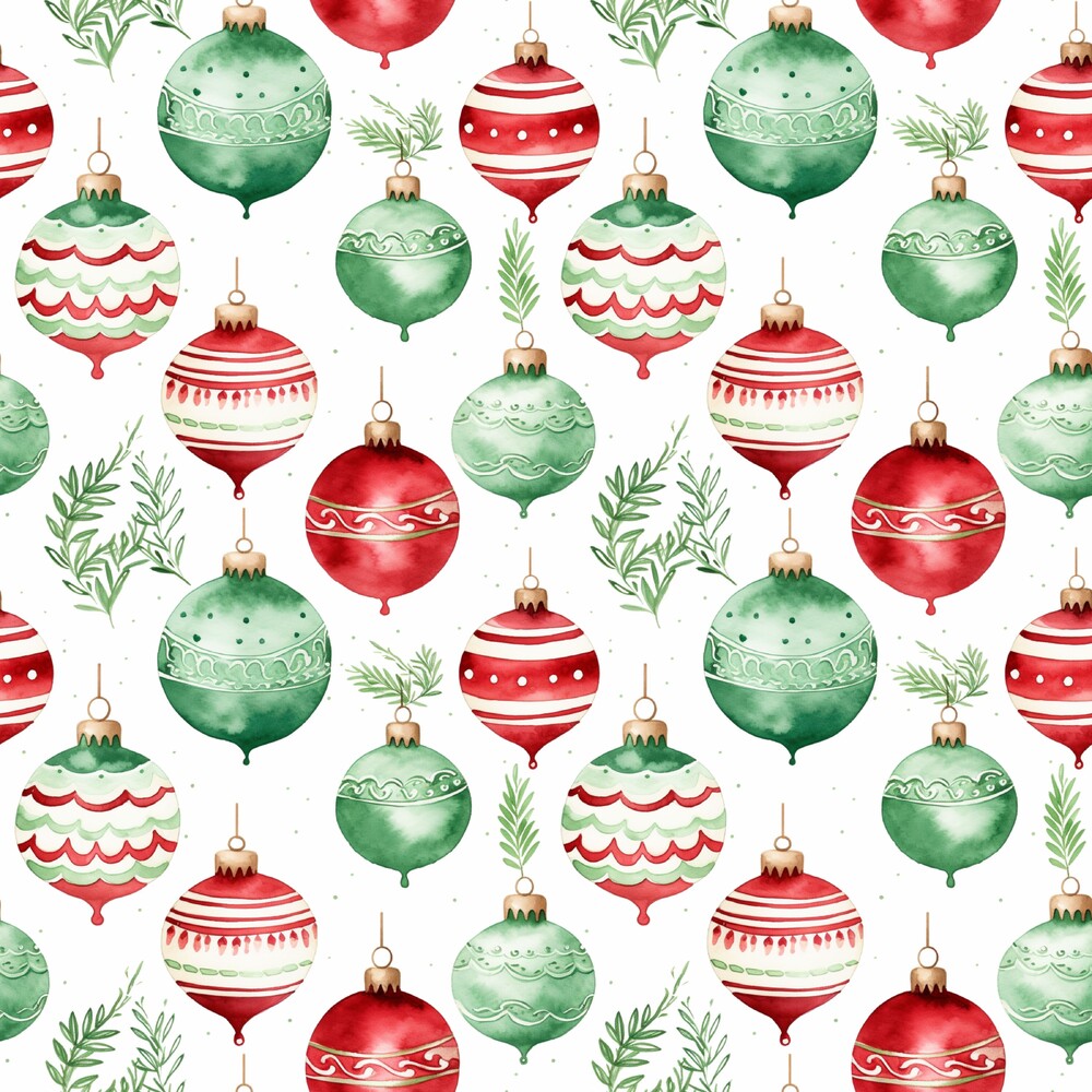 Red and Green Watercolor Christmas Fat Quarter Bundle