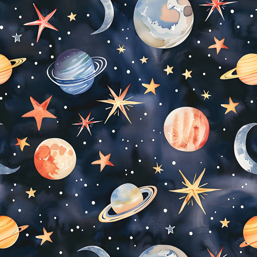Watercolor Space Sky Moon Stars Fat Quarter Bundle