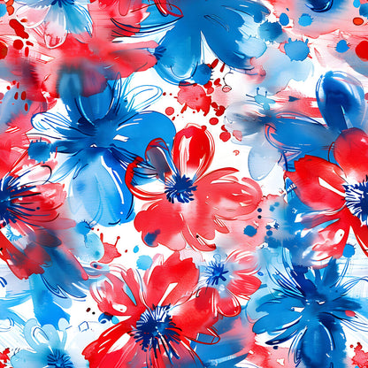 4th of July Watercolor Floral Fat Quarter Bundle