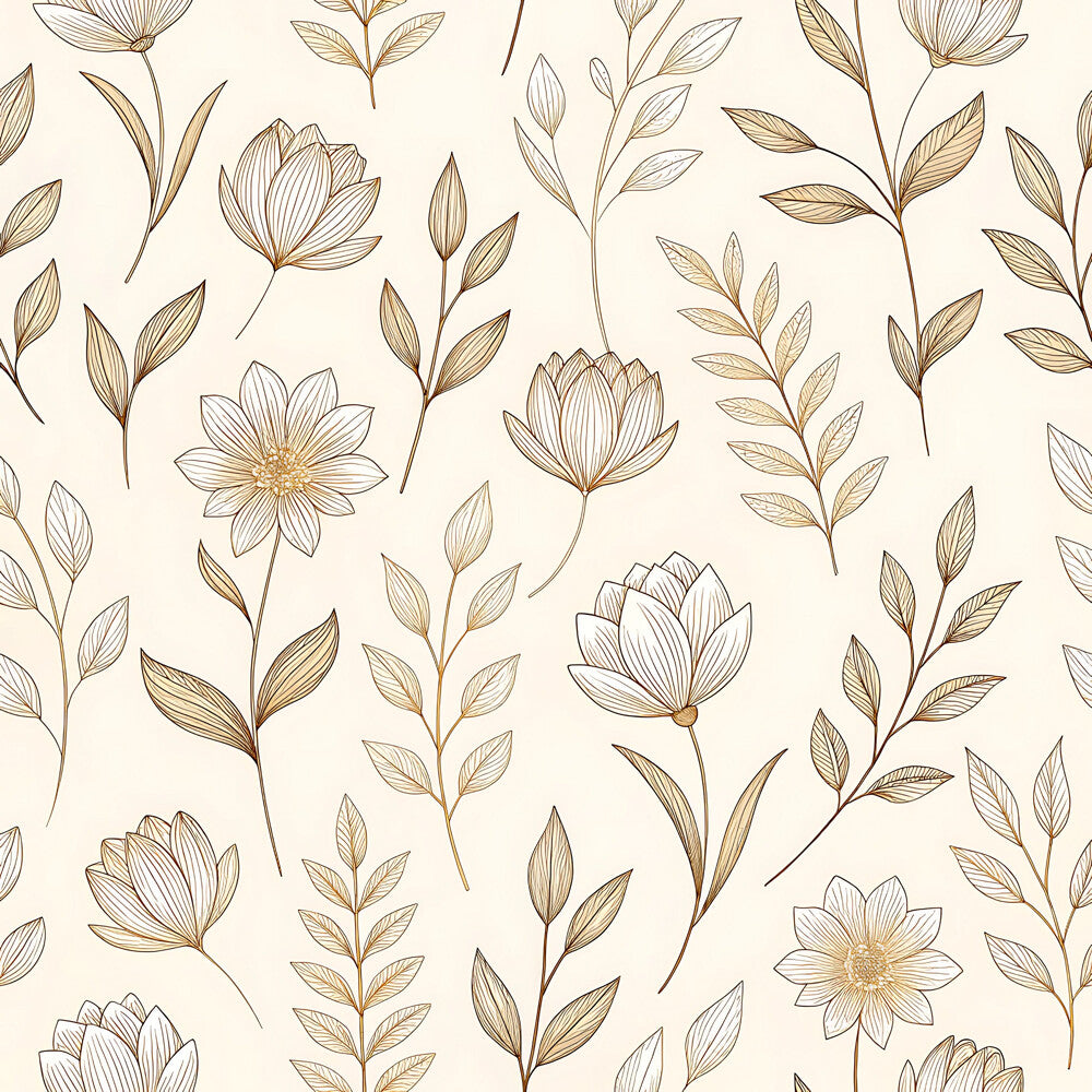 Vintage Beige Sepia Floral Fat Quarter Bundle
