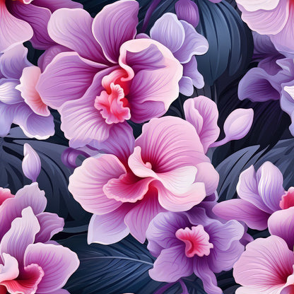 Pink and Purple Orchid Flowers Fat Quarter Bundle