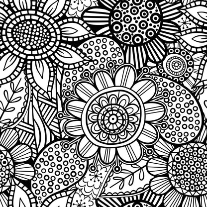 Folk Art Florals Black and White Fat Quarter Bundle