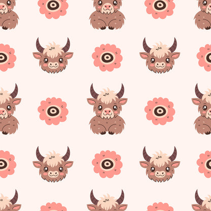 Cute Baby Highland Cows Fat Quarter Bundle