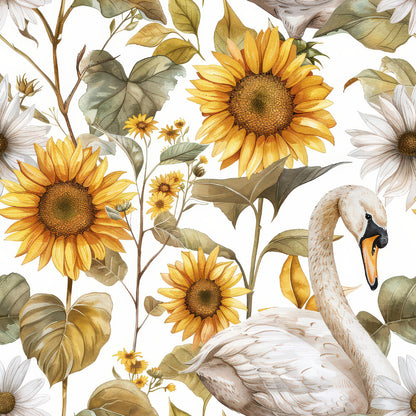 Watercolor Swan Sunflowers Fat Quarter Bundle