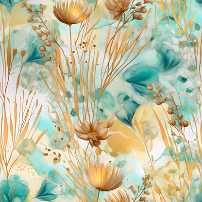 Boho Beach Botanicals Blue Peach Fat Quarter Bundle