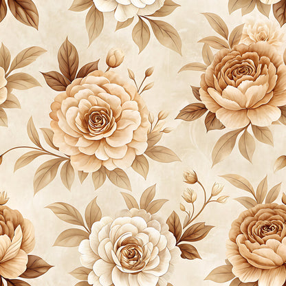Vintage Beige Sepia Floral Fat Quarter Bundle