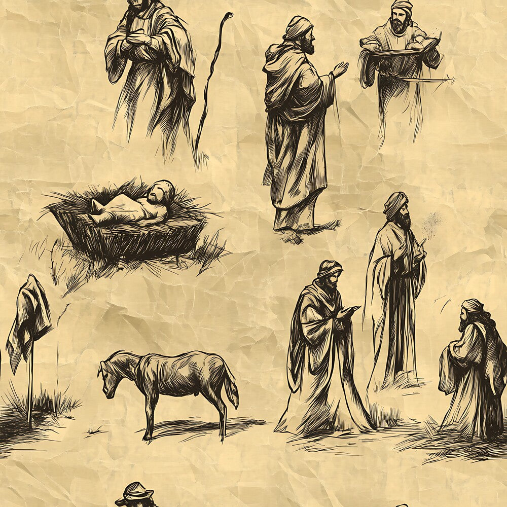 Vintage Nativity Scenes Fat Quarter Bundle