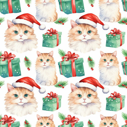 Christmas Santa Kitty Cats Fat Quarter Bundle