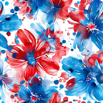 4th of July Watercolor Floral Fat Quarter Bundle