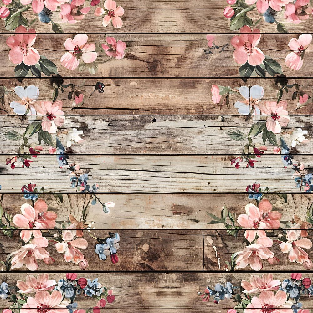 Spring Flowers Rustic Wood Background Fat Quarter Bundle