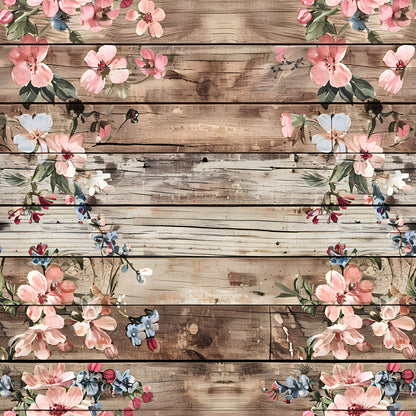 Spring Flowers Rustic Wood Background Fat Quarter Bundle