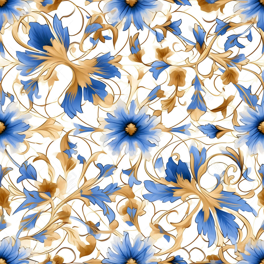 Sapphire Blue Flowers Fat Quarter Bundle