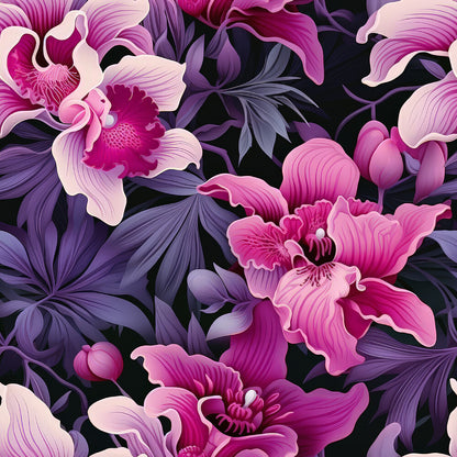 Pink and Purple Orchid Flowers Fat Quarter Bundle