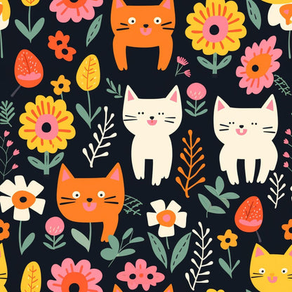 Catnip Bloom Whimsical Tabby Cat Fat Quarter Bundle