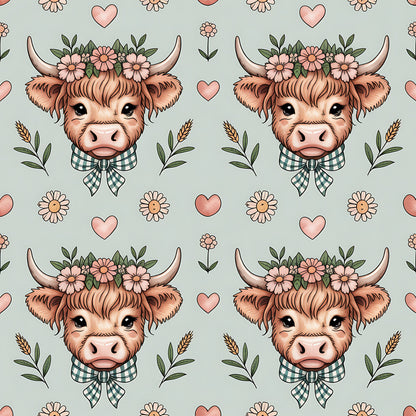 Highland Cow Heads Fat Quarter Bundle