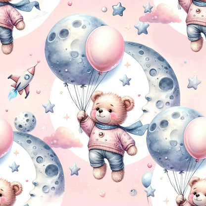 Pink Night Time Teddy Bears Fat Quarter Bundle