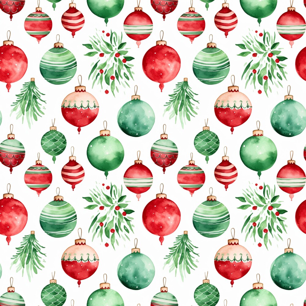 Red and Green Watercolor Christmas Fat Quarter Bundle