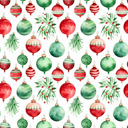 Red and Green Watercolor Christmas Fat Quarter Bundle