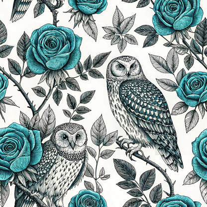 Turquoise Night Birds Fat Quarter Bundle