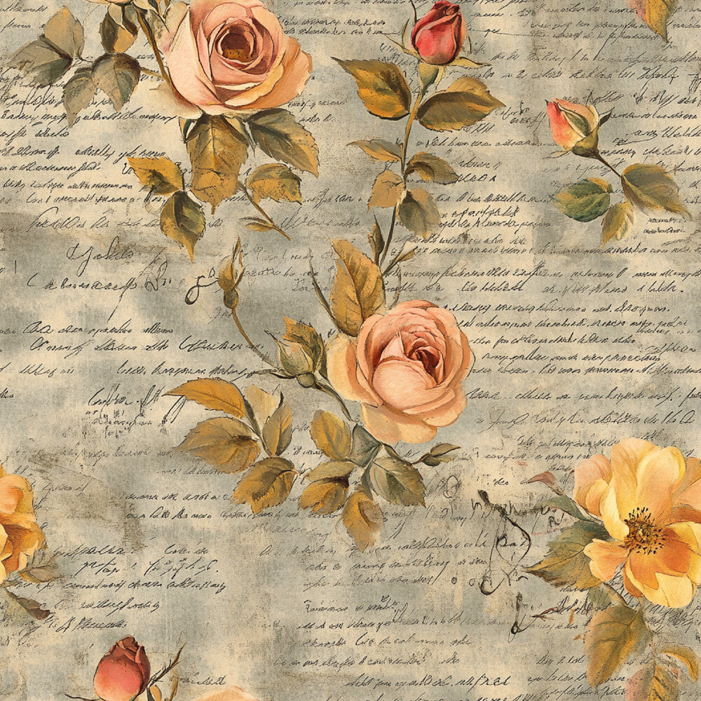 Gray Vintage Handwritten Letters Fat Quarter Bundle