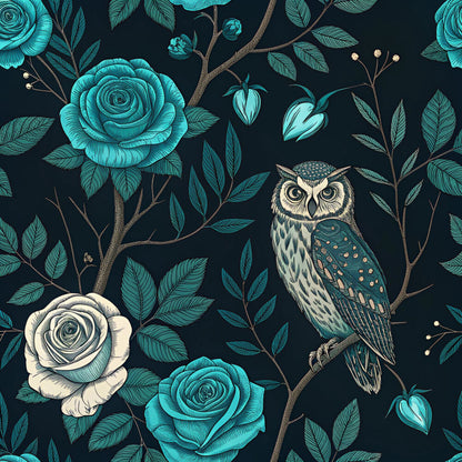 Turquoise Night Birds Fat Quarter Bundle