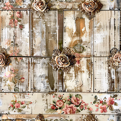 Shabby Chic Antique Painted Wood Fat Quarter Bundle
