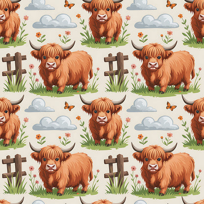 Cartoon Highland Cows Fat Quarter Bundle
